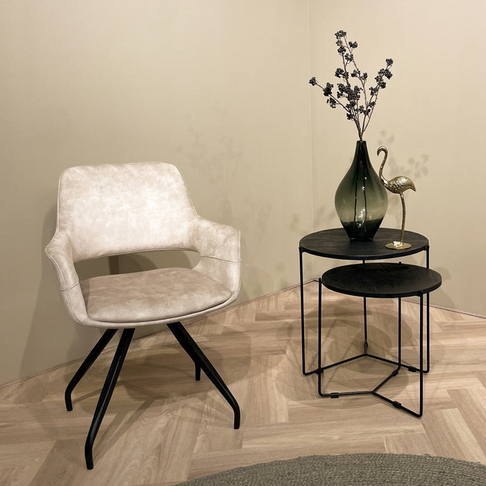 Eetkamerstoel Capp Beige Fluweel Draaibaar 61 cm-Eetkamerstoelen-Livingfurn