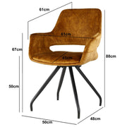Eetkamerstoel Capp Oker Fluweel Draaibaar 61 cm-Eetkamerstoelen-Livingfurn