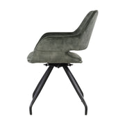 Eetkamerstoel Capp Olijfgroen Fluweel Draaibaar 61 cm-Eetkamerstoelen-Livingfurn