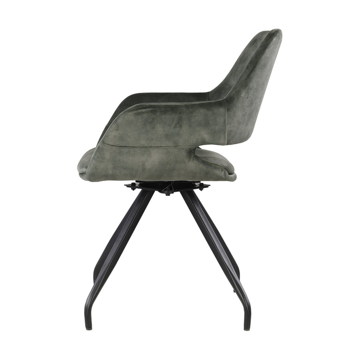 Eetkamerstoel Capp Olijfgroen Fluweel Draaibaar 61 cm-Eetkamerstoelen-Livingfurn