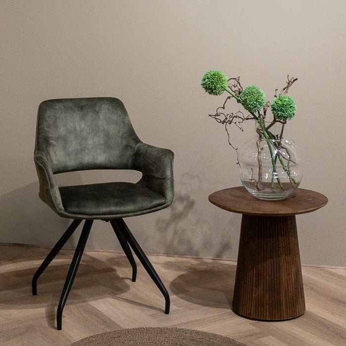 Eetkamerstoel Capp Olijfgroen Fluweel Draaibaar 61 cm-Eetkamerstoelen-Livingfurn