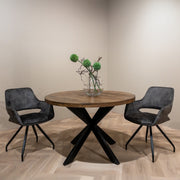 Eetkamerstoel Capp Olijfgroen Fluweel Draaibaar 61 cm-Eetkamerstoelen-Livingfurn