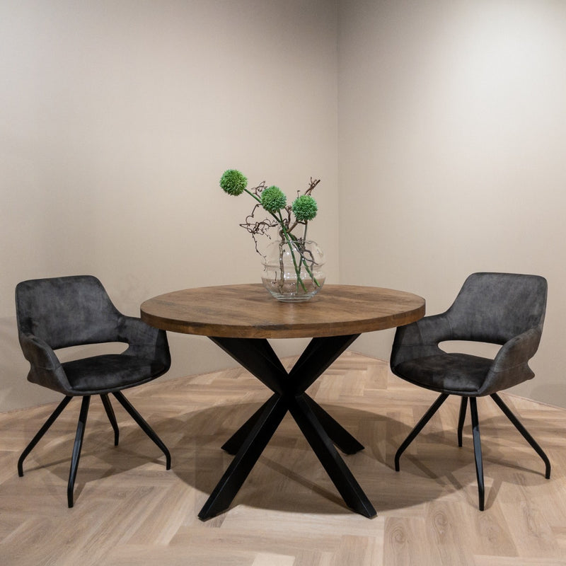 Eetkamerstoel Capp Olijfgroen Fluweel Draaibaar 61 cm-Eetkamerstoelen-Livingfurn