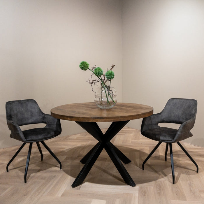 Eetkamerstoel Capp Olijfgroen Fluweel Draaibaar 61 cm-Eetkamerstoelen-Livingfurn
