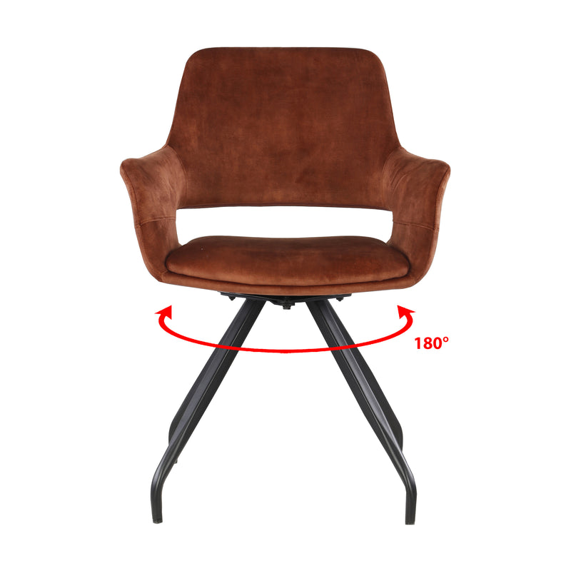 Eetkamerstoel Capp Roestbruin Fluweel Draaibaar 61 cm 61x61x88 cm-Eetkamerstoelen-Livingfurn