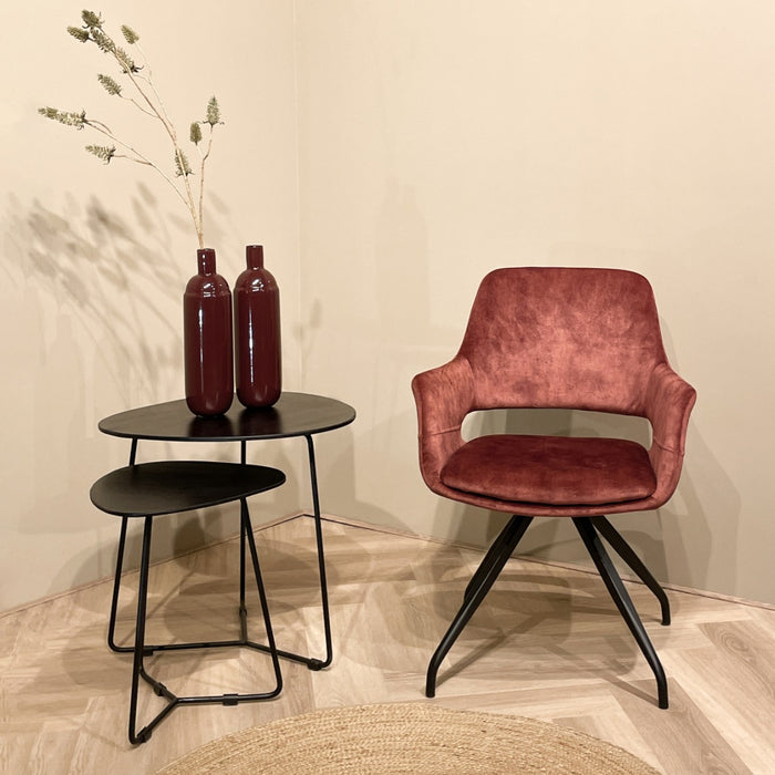 Eetkamerstoel Capp Roestbruin Fluweel Draaibaar 61 cm 61x61x88 cm-Eetkamerstoelen-Livingfurn
