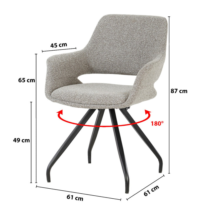 Eetkamerstoel Capp Taupe Draaibaar 61 cm-Eetkamerstoelen-Livingfurn