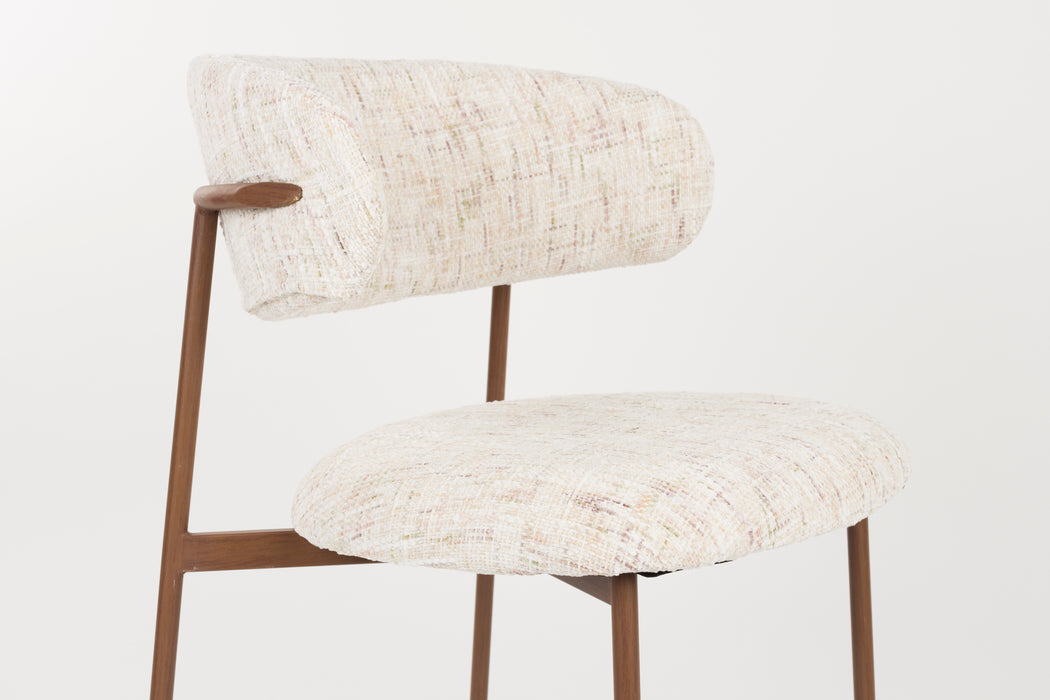 Eetkamerstoel Claes Off-white Polyester Wit 57.5x56.5 cm-Eetkamerstoelen-Creating Home