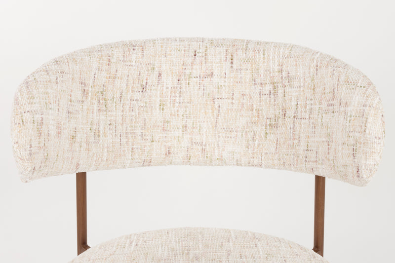 Eetkamerstoel Claes Off-white Polyester Wit 57.5x56.5 cm-Eetkamerstoelen-Creating Home