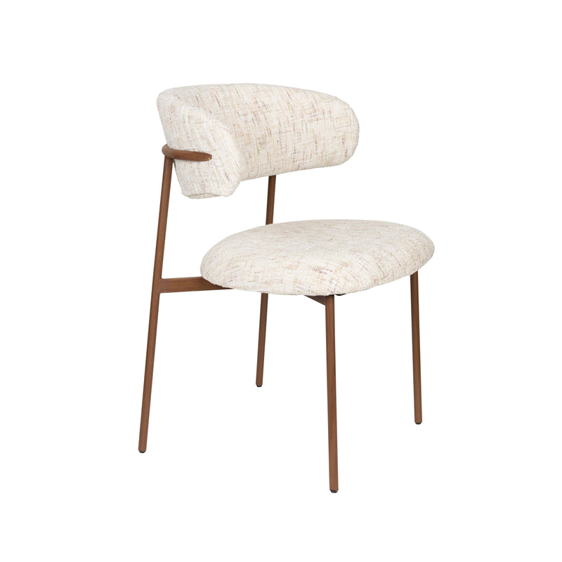 Eetkamerstoel Claes Off-white Polyester Wit 57.5x56.5 cm-Eetkamerstoelen-Creating Home