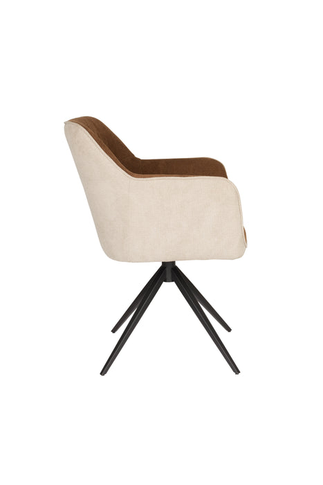Eetkamerstoel Daley Beige/bruin Polyester Bruin 63x62.5 cm-Eetkamerstoelen-Creating Home