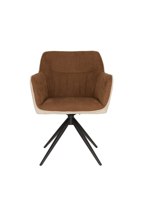 Eetkamerstoel Daley Beige/bruin Polyester Bruin 63x62.5 cm-Eetkamerstoelen-Creating Home