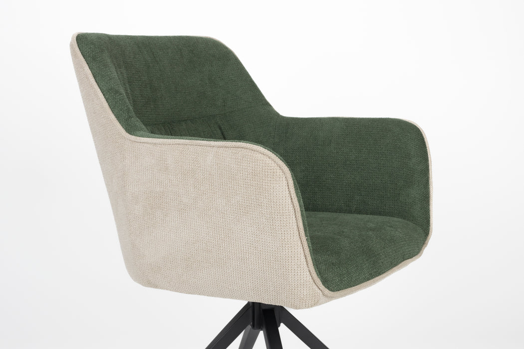 Eetkamerstoel Daley Beige/green Polyester Groen 63x62.5 cm-Eetkamerstoelen-Creating Home