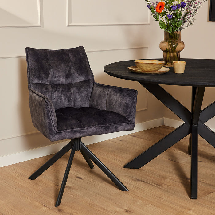 Eetkamerstoel Dani - Fluweel Antraciet-Eetkamerstoelen-Starfurn