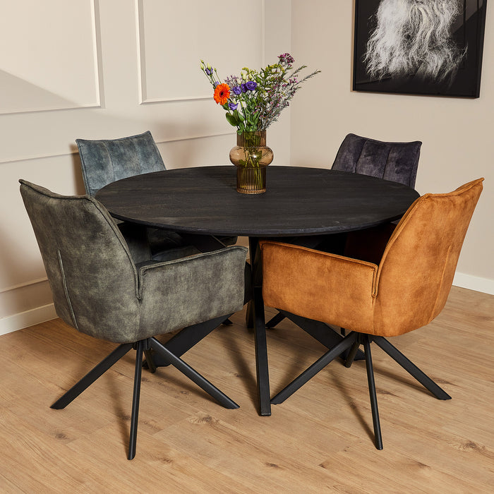 Eetkamerstoel Dani - Fluweel Antraciet-Eetkamerstoelen-Starfurn