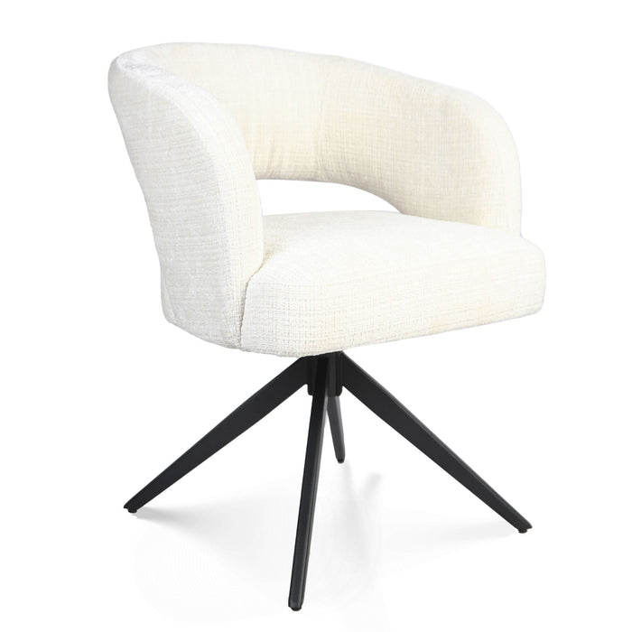 Eetkamerstoel Demi | Off White | Poot Black | Met armleuning-Eetkamerstoelen-Creating Home