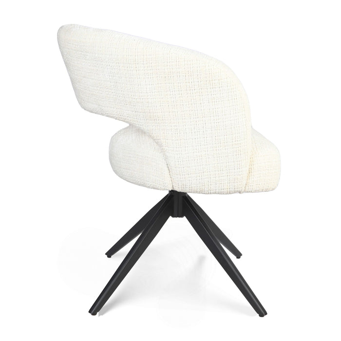 Eetkamerstoel Demi | Off White | Poot Black | Met armleuning-Eetkamerstoelen-Creating Home