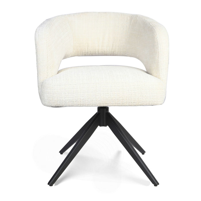 Eetkamerstoel Demi | Off White | Poot Black | Met armleuning-Eetkamerstoelen-Creating Home
