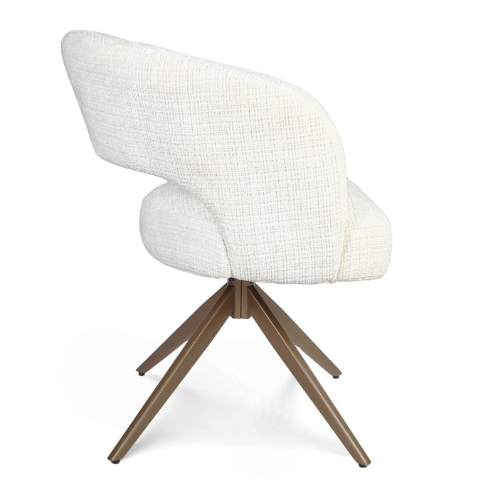 Eetkamerstoel Demi | Off White | Poot Bronze | Met armleuning-Eetkamerstoelen-Creating Home