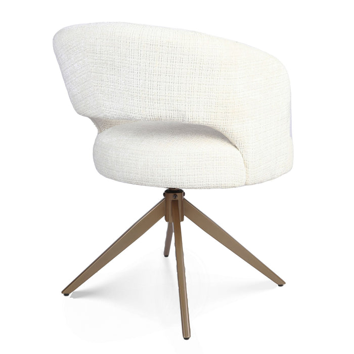 Eetkamerstoel Demi | Off White | Poot Bronze | Met armleuning-Eetkamerstoelen-Creating Home