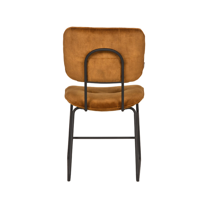 Eetkamerstoel Dez Oker Velours Zwart Metalen Frame 49x60x87 cm-Eetkamerstoelen-LABEL51