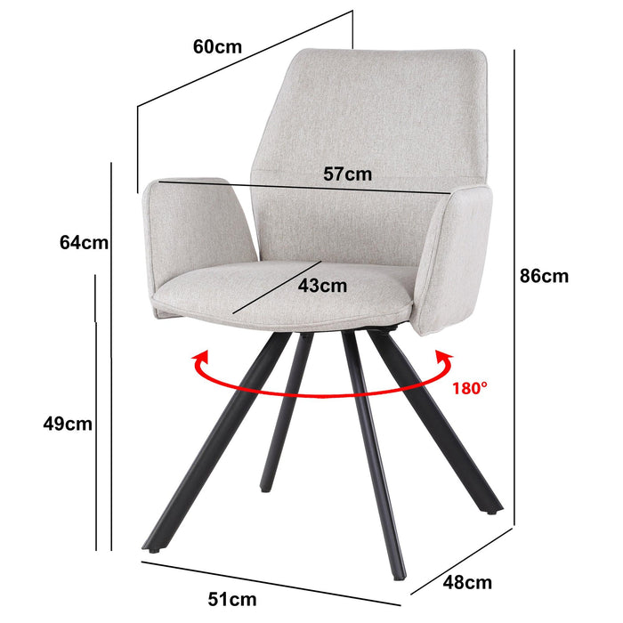 Eetkamerstoel Diana Beige Draaibaar 57 cm-Eetkamerstoelen-Livingfurn