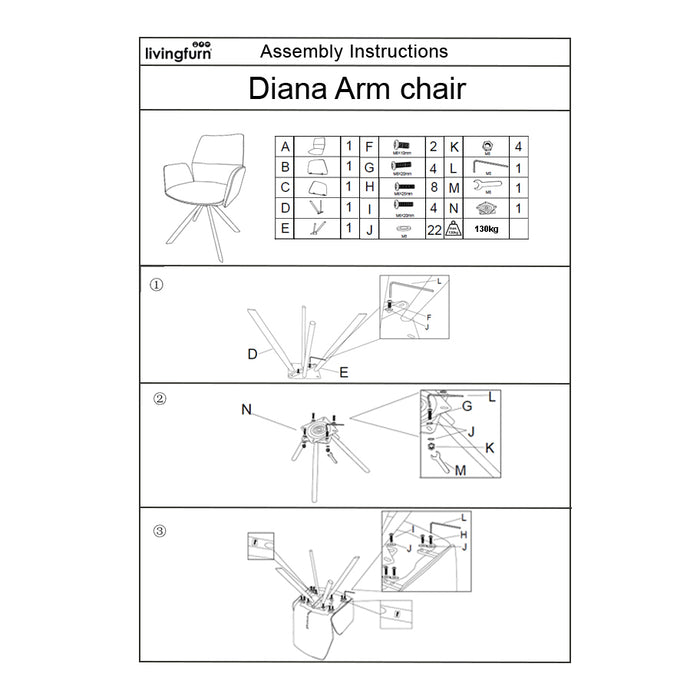 Eetkamerstoel Diana Beige Draaibaar 57 cm-Eetkamerstoelen-Livingfurn