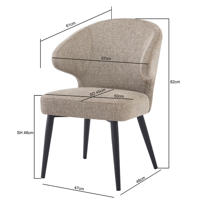 Eetkamerstoel Donna Beige 57 cm-Eetkamerstoelen-Livingfurn