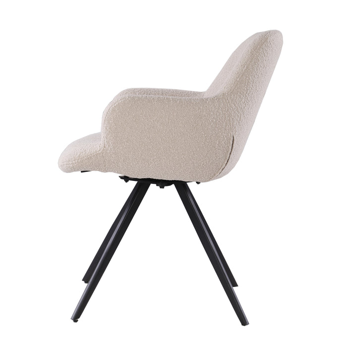 Eetkamerstoel Doreen Bouclé Beige Draaibaar 61 cm 61x65x83 cm-Eetkamerstoelen-Livingfurn