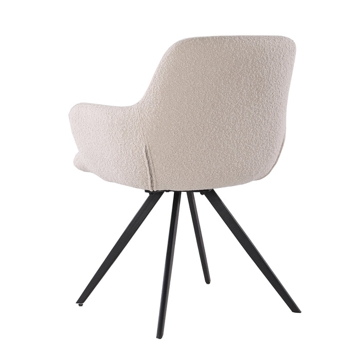 Eetkamerstoel Doreen Bouclé Beige Draaibaar 61 cm 61x65x83 cm-Eetkamerstoelen-Livingfurn