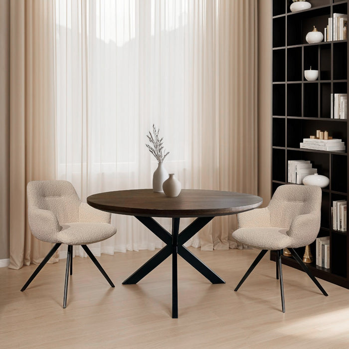 Eetkamerstoel Doreen Bouclé Beige Draaibaar 61 cm 61x65x83 cm-Eetkamerstoelen-Livingfurn