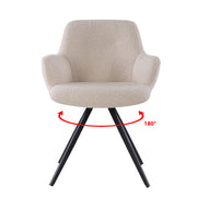 Eetkamerstoel Doreen Bouclé Beige Draaibaar 61 cm 61x65x83 cm-Eetkamerstoelen-Livingfurn