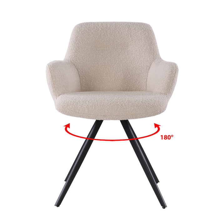Eetkamerstoel Doreen Bouclé Beige Draaibaar 61 cm 61x65x83 cm-Eetkamerstoelen-Livingfurn