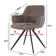 Eetkamerstoel Doreen Bouclé Bruin Draaibaar 61 cm 61x65x83 cm-Eetkamerstoelen-Livingfurn