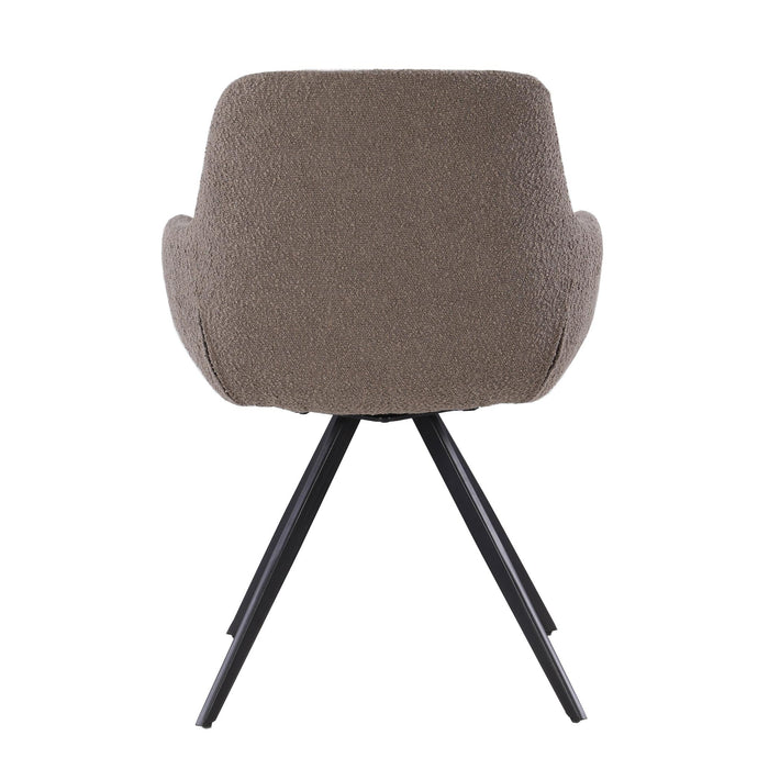Eetkamerstoel Doreen Bouclé Bruin Draaibaar 61 cm 61x65x83 cm-Eetkamerstoelen-Livingfurn