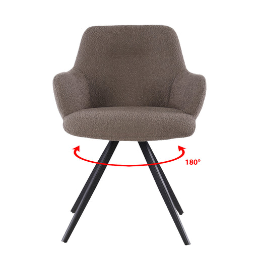 Eetkamerstoel Doreen Bouclé Bruin Draaibaar 61 cm 61x65x83 cm-Eetkamerstoelen-Livingfurn