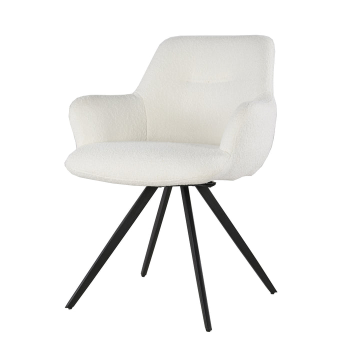 Eetkamerstoel Doreen Bouclé Wit Draaibaar 61 cm 61x65x83 cm-Eetkamerstoelen-Livingfurn