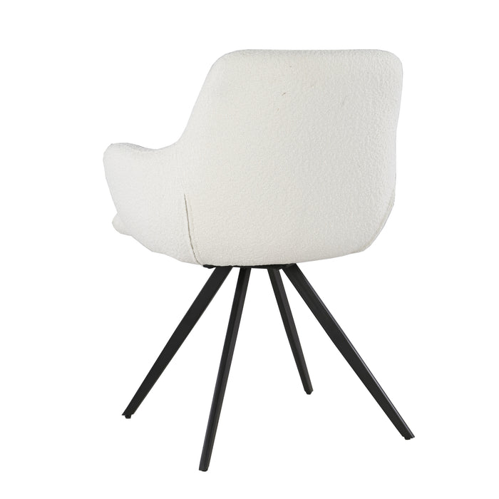 Eetkamerstoel Doreen Bouclé Wit Draaibaar 61 cm 61x65x83 cm-Eetkamerstoelen-Livingfurn