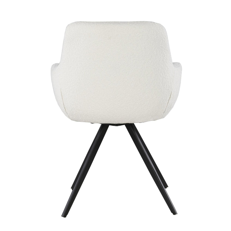 Eetkamerstoel Doreen Bouclé Wit Draaibaar 61 cm 61x65x83 cm-Eetkamerstoelen-Livingfurn