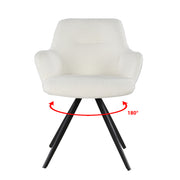 Eetkamerstoel Doreen Bouclé Wit Draaibaar 61 cm 61x65x83 cm-Eetkamerstoelen-Livingfurn