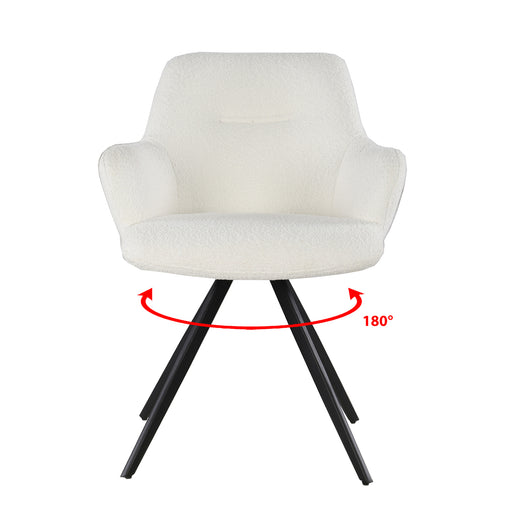 Eetkamerstoel Doreen Bouclé Wit Draaibaar 61 cm 61x65x83 cm-Eetkamerstoelen-Livingfurn