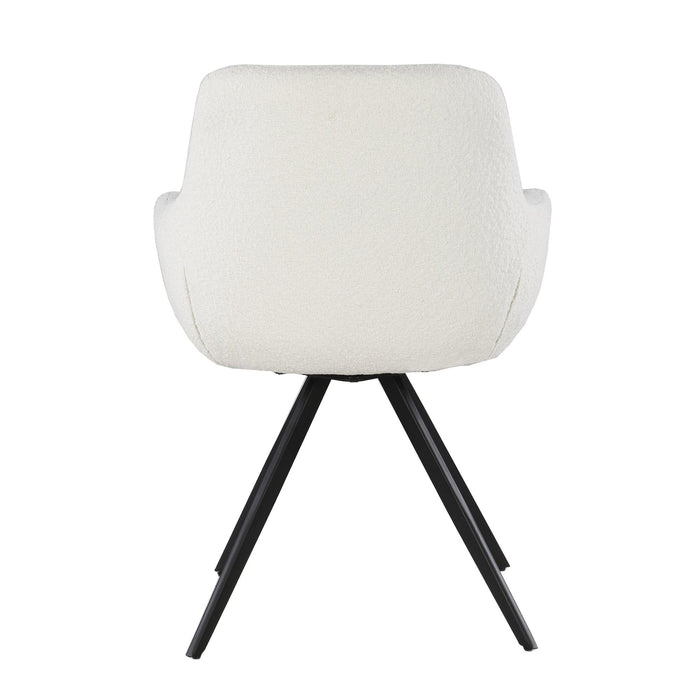 Eetkamerstoel Doreen Bouclé Wit Draaibaar 61 cm-Eetkamerstoelen-Livingfurn