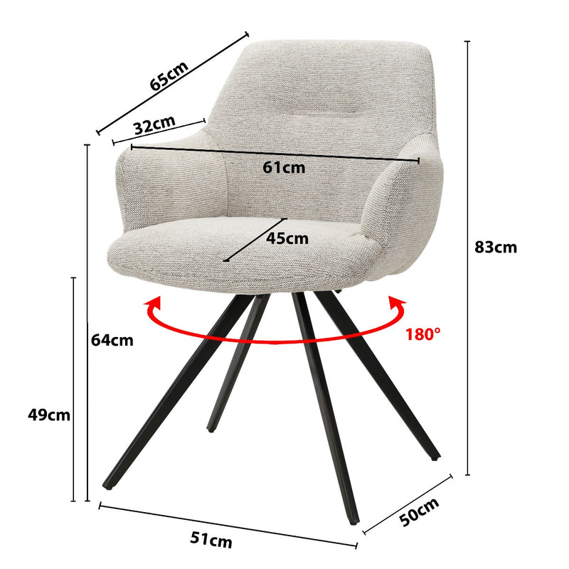 Eetkamerstoel Doreen Sneak Naturel Draaibaar 65 cm 65x61x83 cm-Eetkamerstoelen-Livingfurn