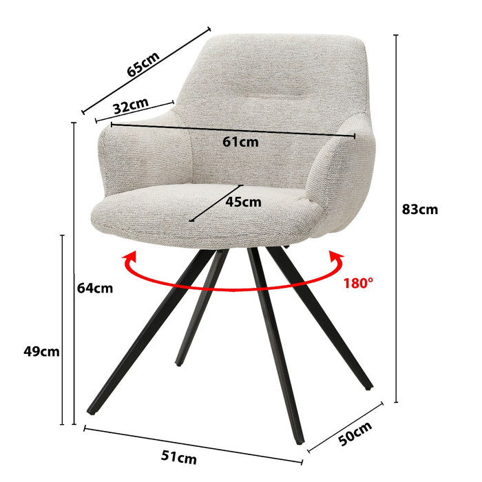 Eetkamerstoel Doreen Sneak Naturel Draaibaar 65 cm-Eetkamerstoelen-Livingfurn