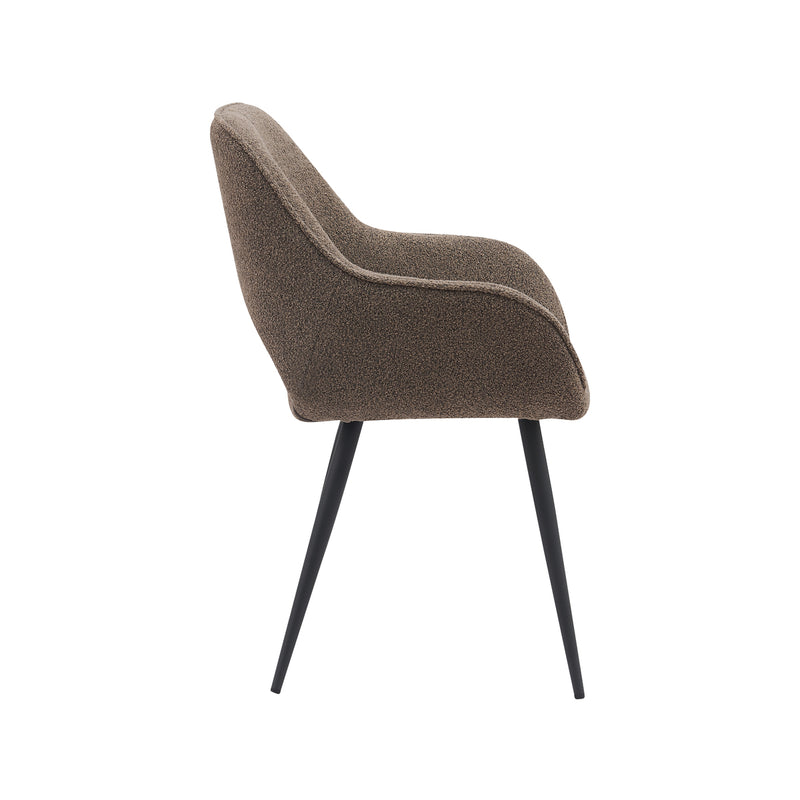 Eetkamerstoel Fer Bruin Boucle Zwart Metalen Frame 58x57x87 cm-Eetkamerstoelen-LABEL51