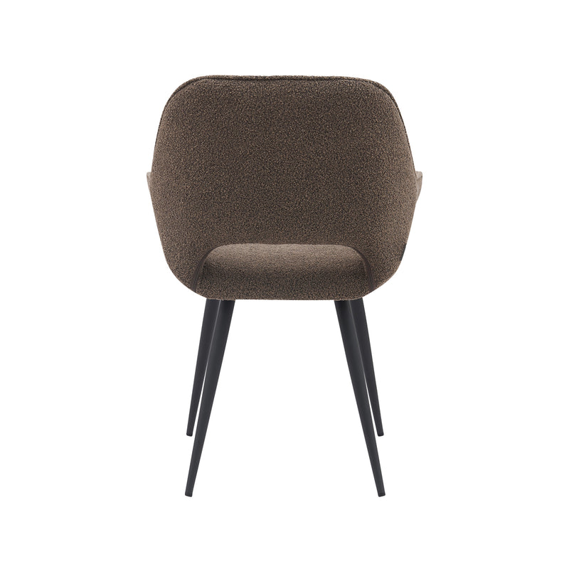 Eetkamerstoel Fer Bruin Boucle Zwart Metalen Frame 58x57x87 cm-Eetkamerstoelen-LABEL51
