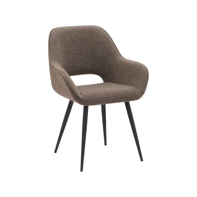 Eetkamerstoel Fer Bruin Boucle Zwart Metalen Frame 58x57x87 cm-Eetkamerstoelen-LABEL51