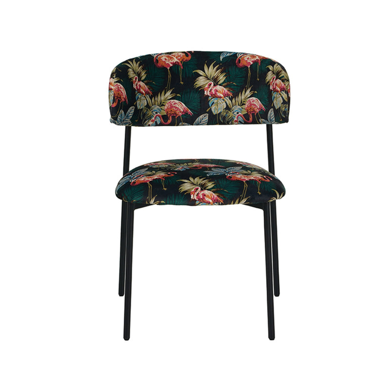 Eetkamerstoel Ferry Printed Flamingo Fluweel 56x79x60 cm-Eetkamerstoelen-LABEL51