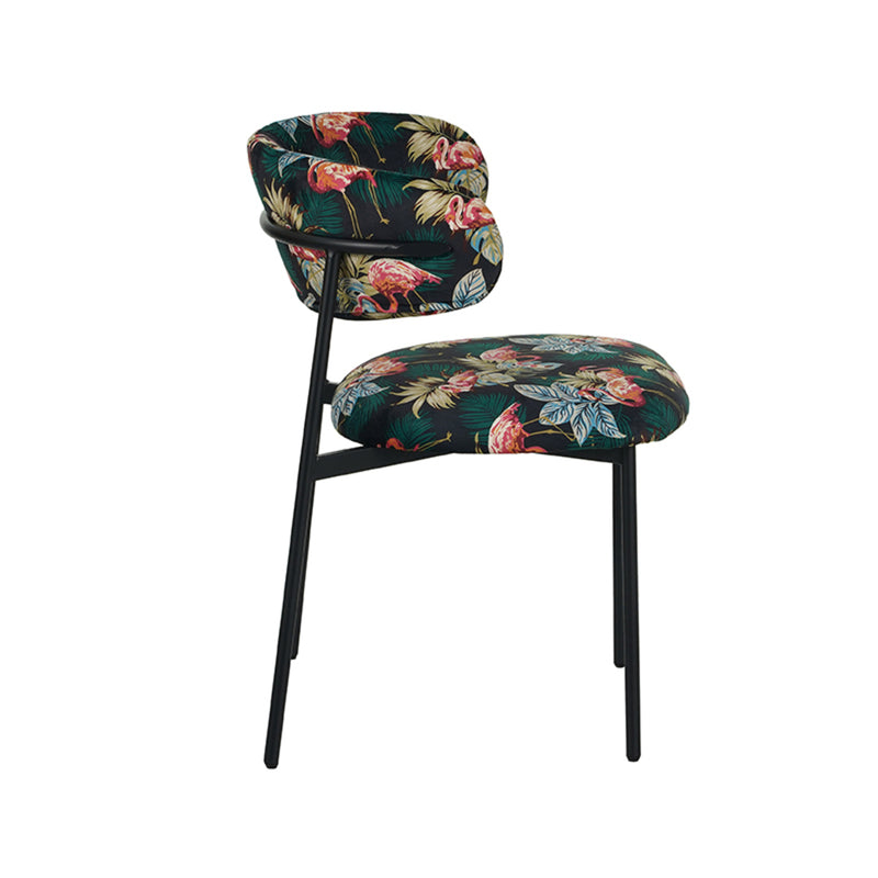 Eetkamerstoel Ferry Printed Flamingo Fluweel 56x79x60 cm-Eetkamerstoelen-LABEL51