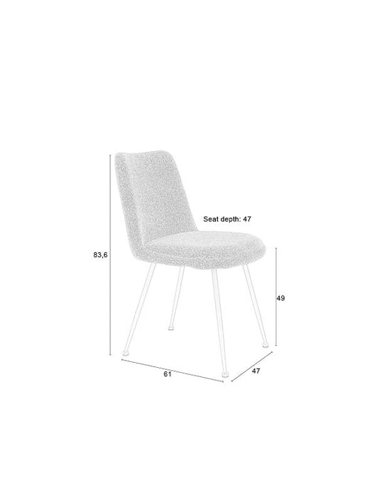 Eetkamerstoel Fijs Off Polyester Wit 61x47 cm-Eetkamerstoelen-Creating Home
